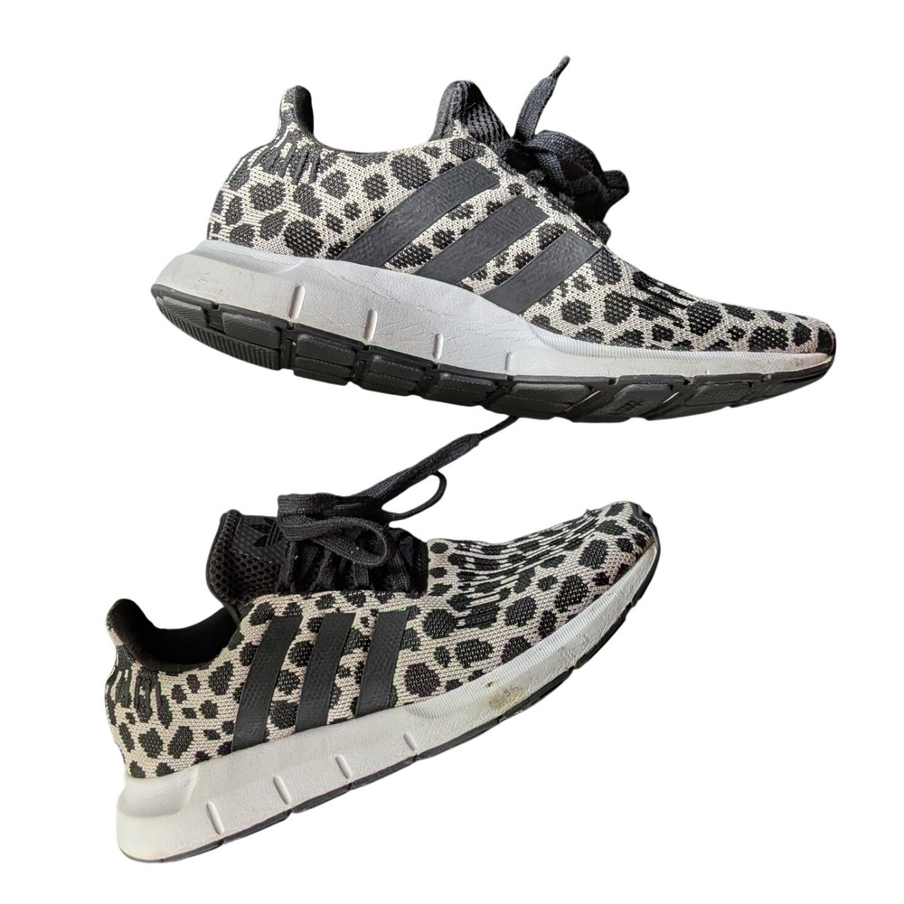 Adidas Swift Run Leopard Print Black White Sneakers Women 7.5